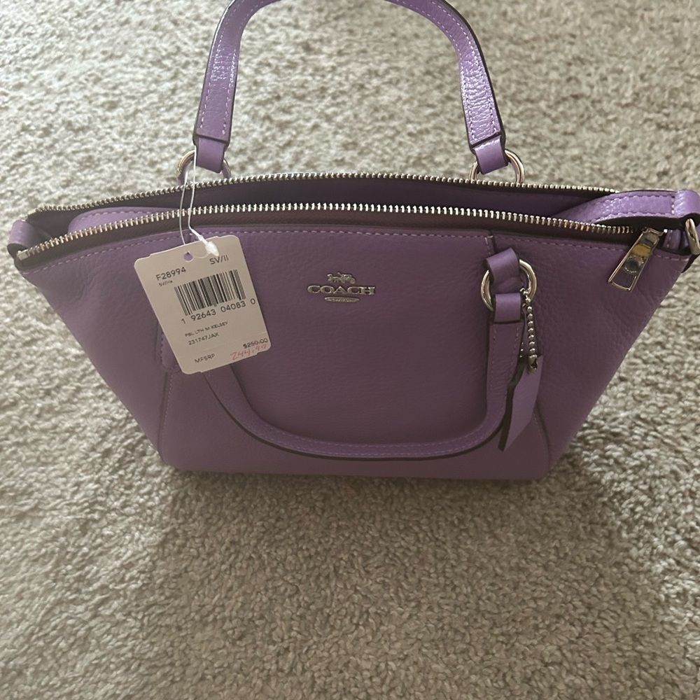 Coach Lilac Leather Satchel with Gold Hardware